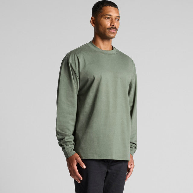 Olive green mens heavyweight long sleeve tee with ribbed cuffs