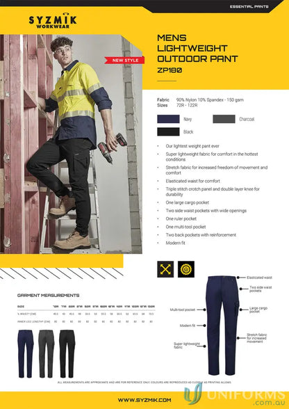 Mens Lightweight Outdoor Pant with large cargo pocket for outdoor work and ultimate comfort