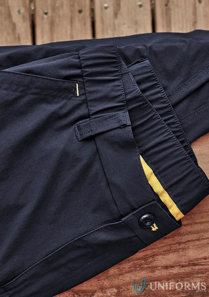 Navy blue elastic waist outdoor work pant with large cargo pocket for ultimate comfort