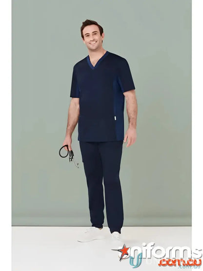 Navy blue Mens Riley Slim Leg Jogger Scrub Pant for a sleek slim leg jogger look