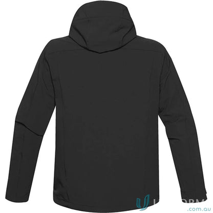 Black Mens Sidewinder Shell waterproof jacket with chest pocket and articulated hood