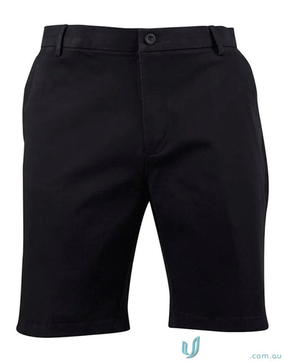Men’s stretch slimfit black chino shorts from Boston Chino M9381 for a casual look