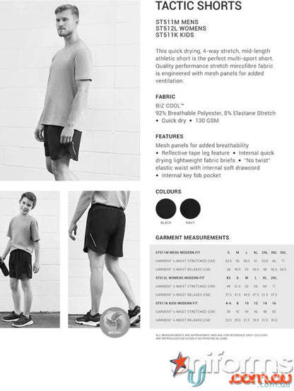 Mens Tactic Shorts with mesh panels and st511m for everyday active wear