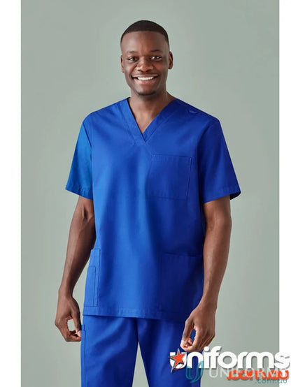 Blue Blue medical scrubs Mens Tokyo V-Neck Scrub Top with silverplus antibacterial tech