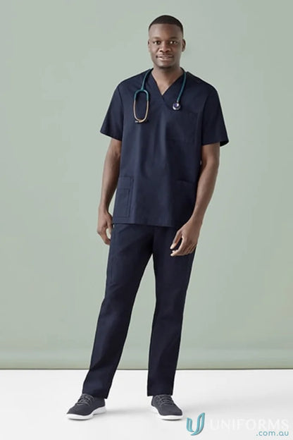 Medical professional in Mens Tokyo V-Neck Scrub Top with SilverPlus antibacterial tokyo scrub