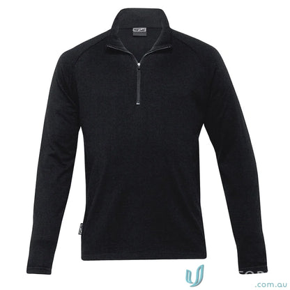Black long-sleeved Merino Wool GFL Zip Pullover ideal for work uniforms