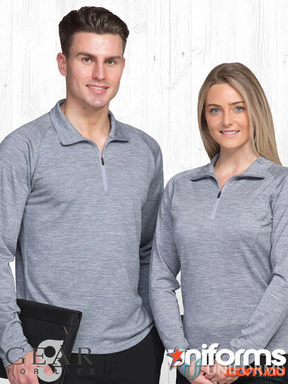 Matching gray Merino Wool GFL Zip Pullover polo shirts for work uniforms