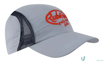 Gray Rubicon baseball cap from the Micro Fibre Mesh Sports Cap with Reflective Trim—perfect for uniforms and workwear faq link included