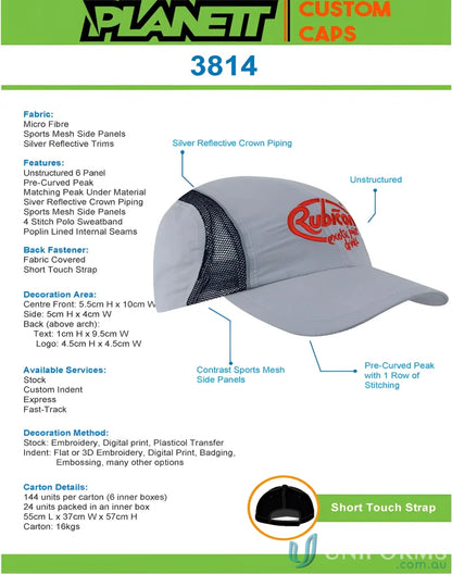 Promotional Micro Fibre Mesh Sports Cap with Reflective Trim for uniforms and workwear