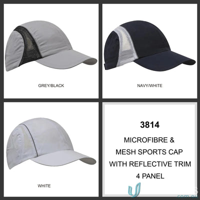 Micro Fibre Mesh Sports Cap with Reflective Trim ideal for workout uniforms and workwear
