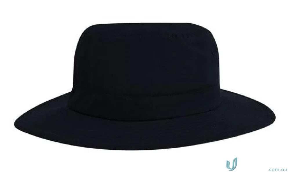 Black fedora hat with subtle band, perfect for uniforms and workwear, FAQ link inside