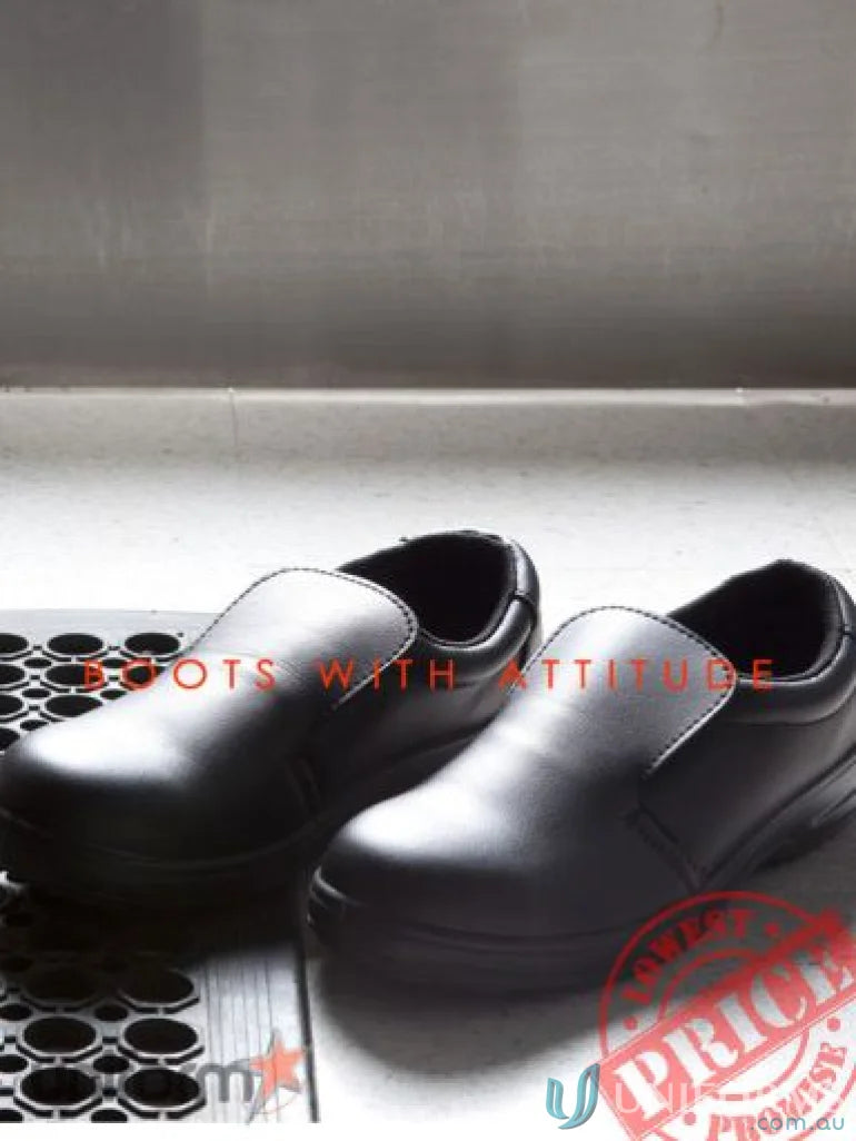 Black Microfibre Shoe with comfy sole, perfect for uniforms and workwear