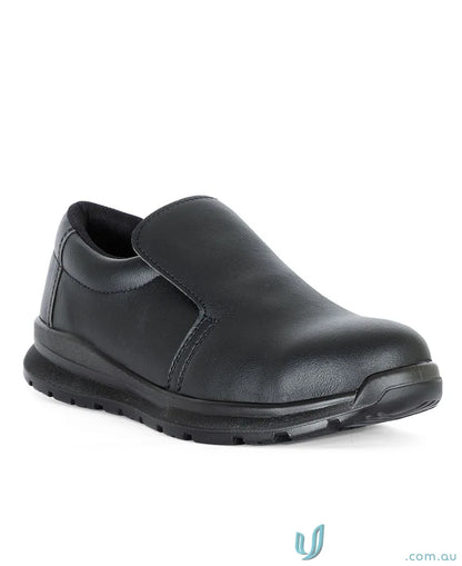 Black slip-on shoe with comfy sole perfect for uniforms and workwear in Microfibre Shoe BLACK