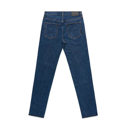 Slim fit mid blue denim jeans with back pockets