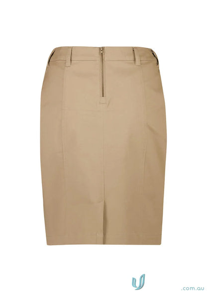 Beige women’s mid waist stretch chino skirt RGS264L for a stylish look