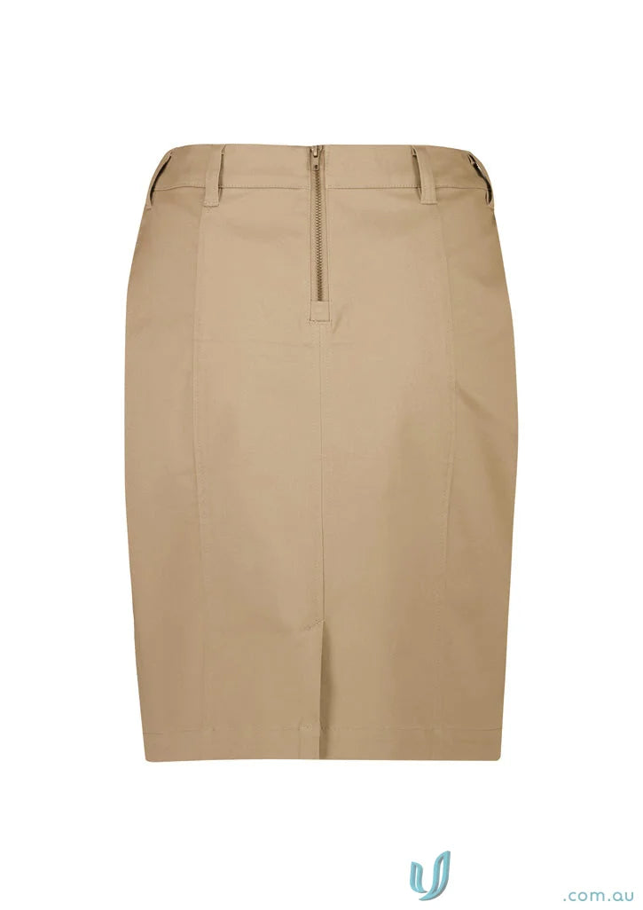 Beige women’s mid waist stretch chino skirt RGS264L for a stylish look