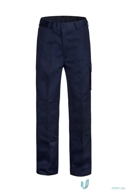 Navy blue cargo cotton drill trousers with straight leg for a casual look