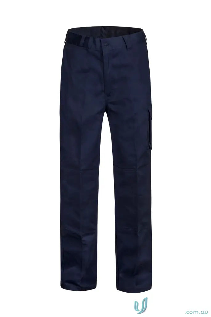 Navy blue cargo cotton drill trousers with straight leg for a casual look