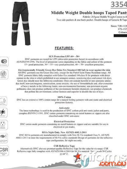 Middle heavy taped joggers with reflective stripes and double rings for work wear