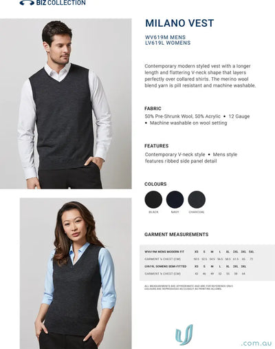 Milano women’s vest with V-neck and ribbed side panels, perfect LV619L deals and timeless style
