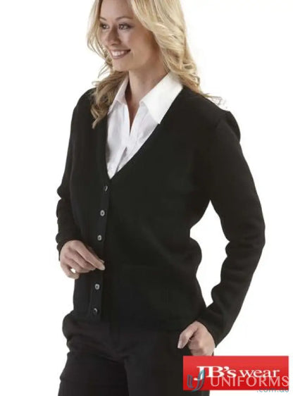 Black button-down cardigan perfect for uniforms and workwear from Mildura Central JH-0762