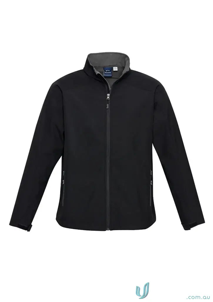 Black mens softshell jacket from Mildura ELC, perfect for work uniforms