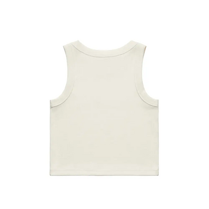 Cream-colored Moira Ladies Tank with ribbed details and back pocket
