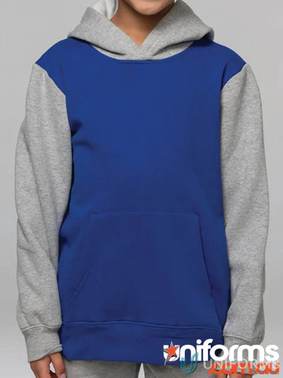 Blue and gray Monash Hoodie with chest measurements, perfect for uniforms