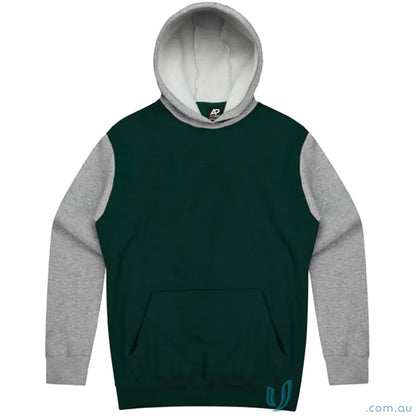 Green and gray Monash hoodie with chest measurements, perfect for casual uniforms
