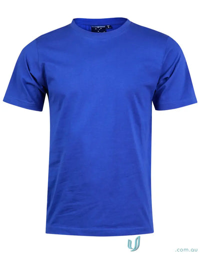 Blue combed cotton crew-neck T-shirt from MOQ100 Printed YOUTH Tee for uniforms or workwear