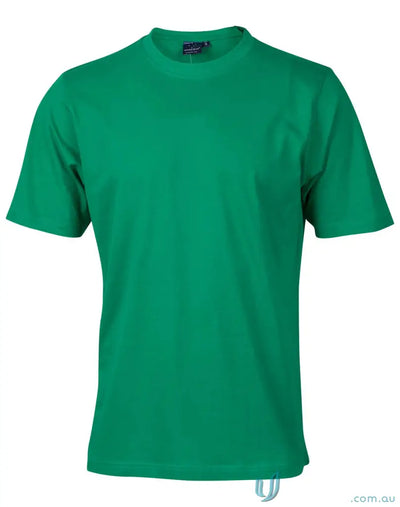 Green short-sleeved MOQ100 Printed YOUTH Tee made of combed cotton, great for uniforms or workwear