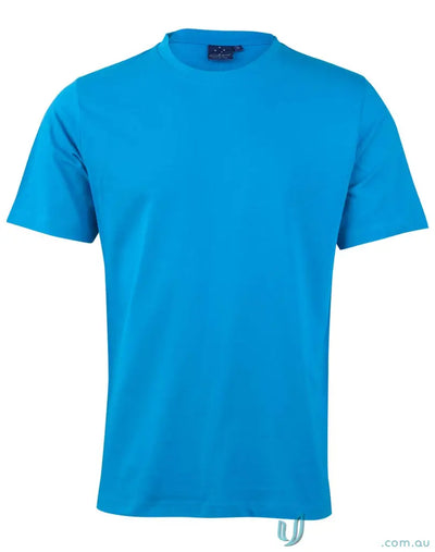 Blue short-sleeved T-shirt made of combed cotton from MOQ1000 Printed YOUTH Tee, perfect for uniforms or workwear