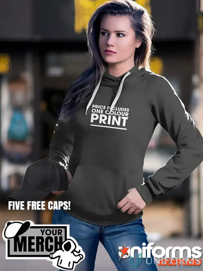 Gray hoodie with white drawstrings best for uniforms or casual workwear style