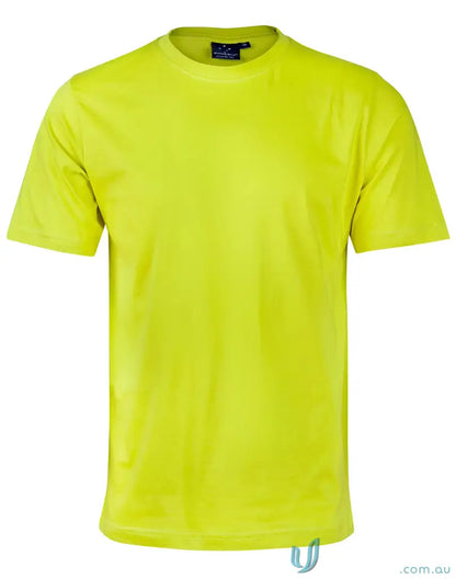 Bright yellow MOQ25 Printed YOUTH Tee made of combed cotton, perfect for uniforms or workwear