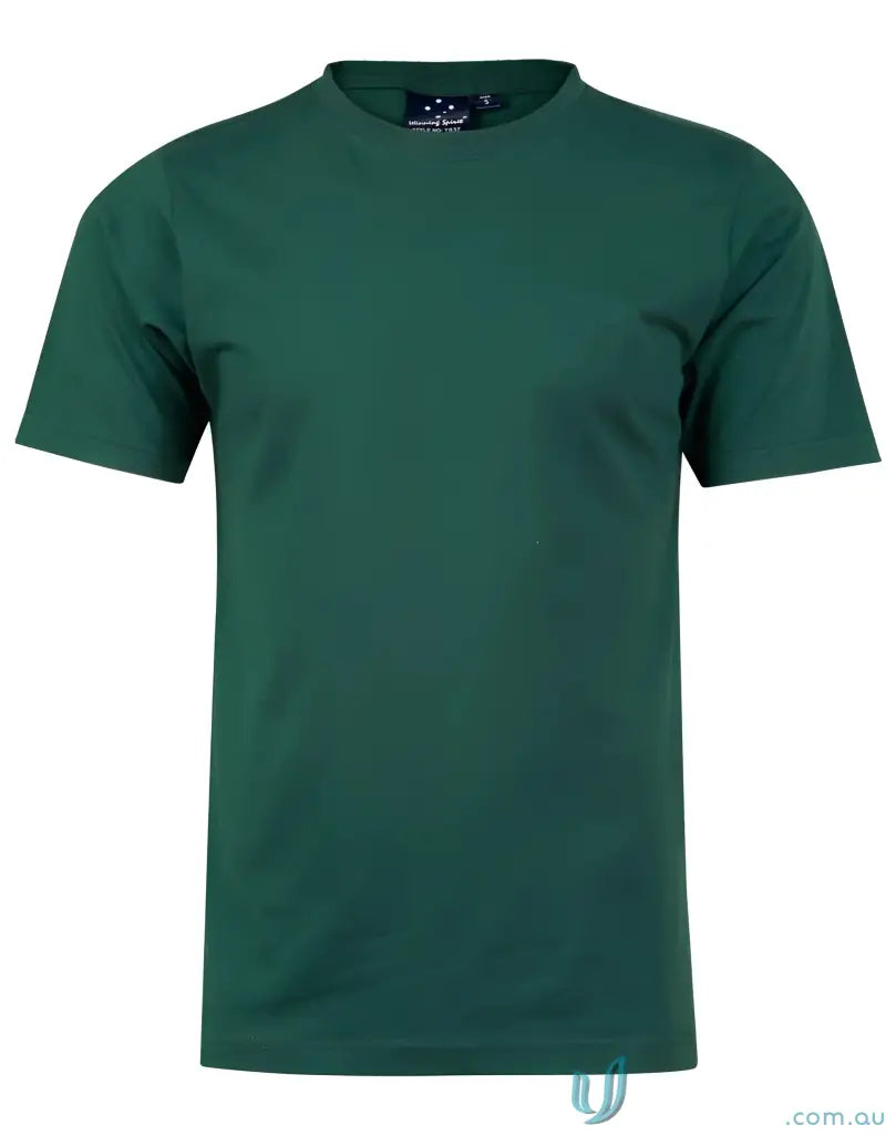 Green combed cotton crew-neck T-shirt for MOQ25 Printed YOUTH Tee workwear or uniforms