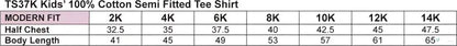 Kids tee shirt size chart for MOQ25 printed youth tee made with comfy combed cotton uniforms workwear