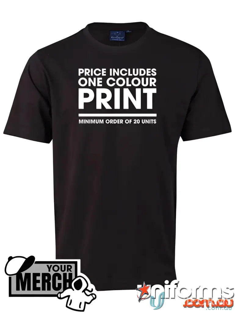Black T-shirt from MOQ25 Printed YOUTH Tee made of comfy combed cotton, perfect for uniforms or workwear