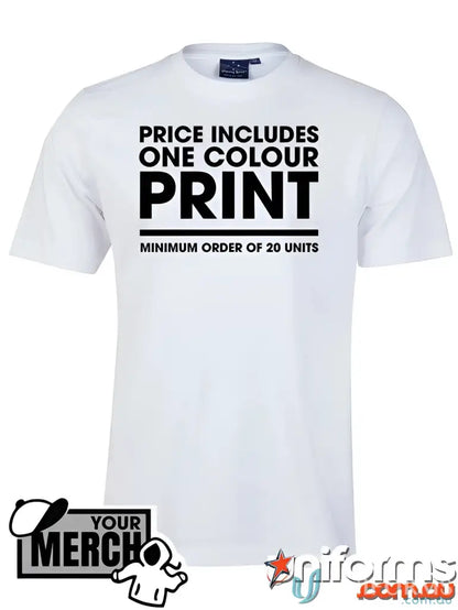 White T-shirt from MOQ25 Printed Youth Tee made of comfy combed cotton workwear
