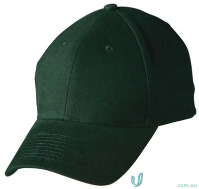 Dark green baseball cap made of brushed cotton, price includes embroidery, MOQ250