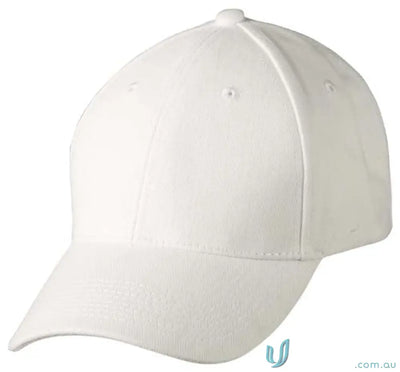 White baseball cap made of heavy brushed cotton with embroidery, price includes embroidery