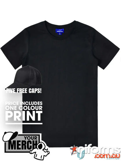 Black short-sleeved T-shirt from MOQ250 Printed ADULT Tee, perfect for work uniforms or workwear