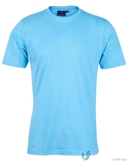 Light blue short-sleeved T-shirt made from combed cotton for uniforms or workwear