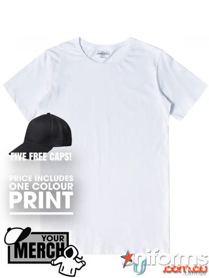 White v-neck T-shirt from MOQ50 Printed ADULT Tee, perfect for work uniforms or workwear