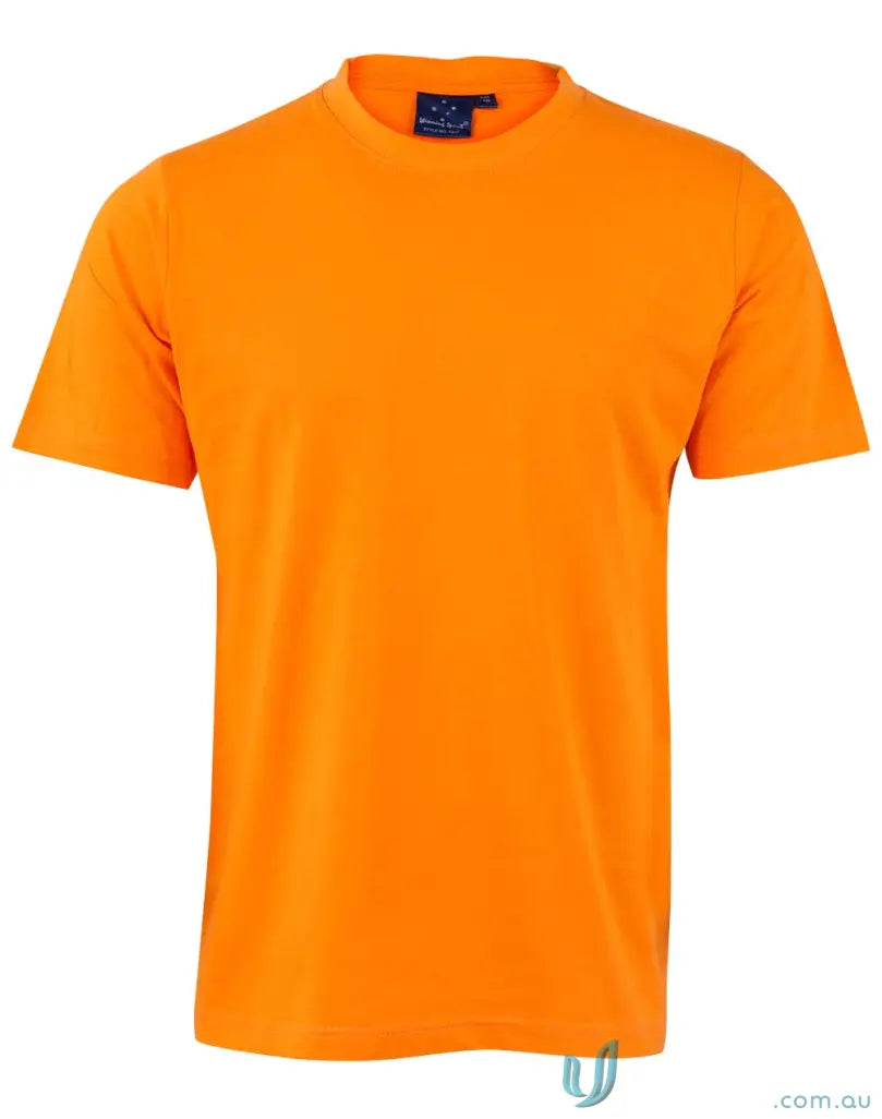 Orange short-sleeved T-shirt made of combed cotton from MOQ50 Printed YOUTH Tee, perfect for uniforms and casual workwear