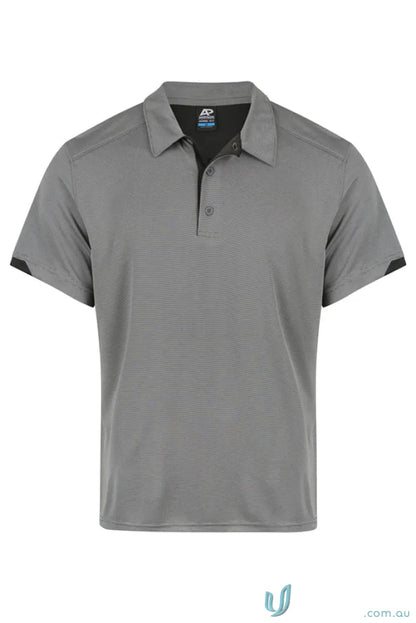 Gray short-sleeved polo shirt from Morris Mens Polo, perfect for men’s uniforms