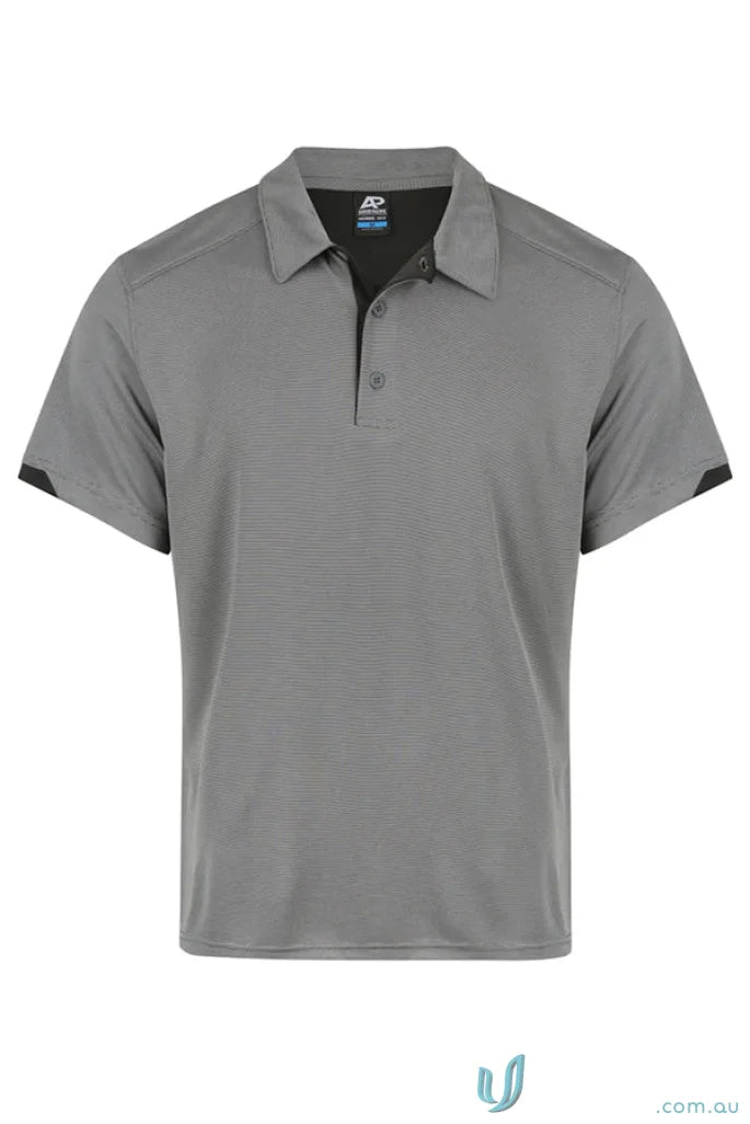 Gray short-sleeved polo shirt from Morris Mens Polo, perfect for men’s uniforms