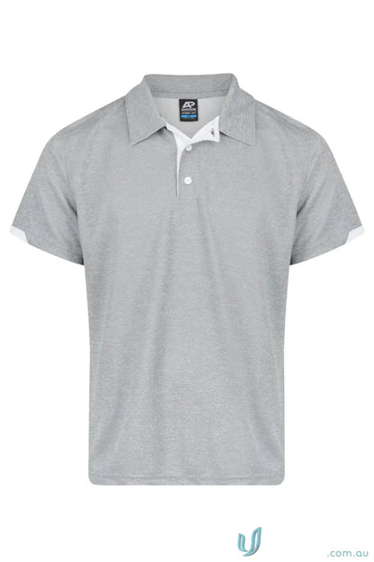 Gray short-sleeved polo shirt for mens, perfect for uniforms - Morris Mens Polo