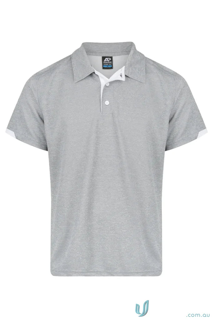 Gray short-sleeved polo shirt for mens, perfect for uniforms - Morris Mens Polo