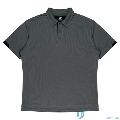 Dark gray Morris Mens Polos short-sleeved polo shirt with black accents, perfect for workwear