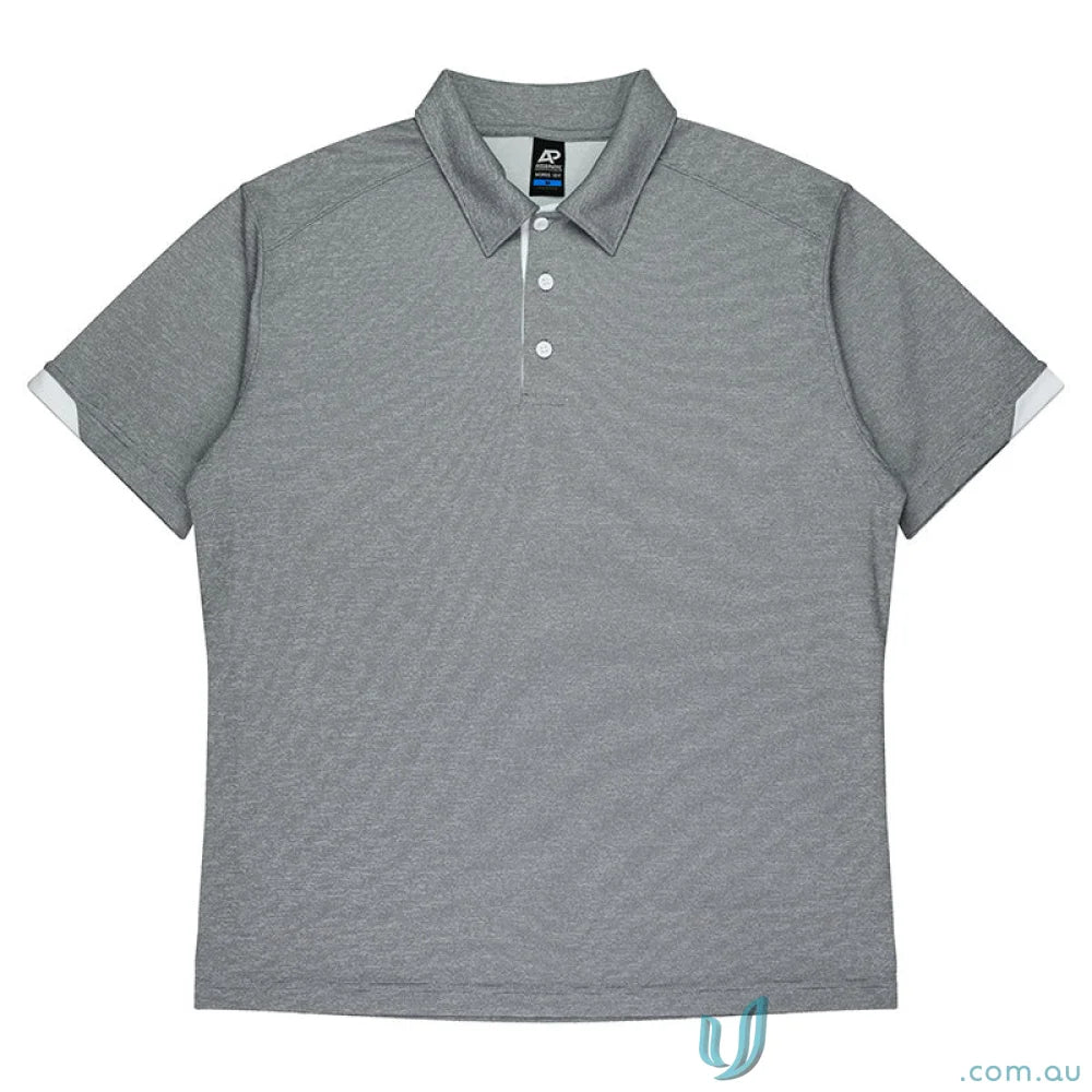 Morris Mens Polos short-sleeved gray fabric polo shirt for workwear or uniforms